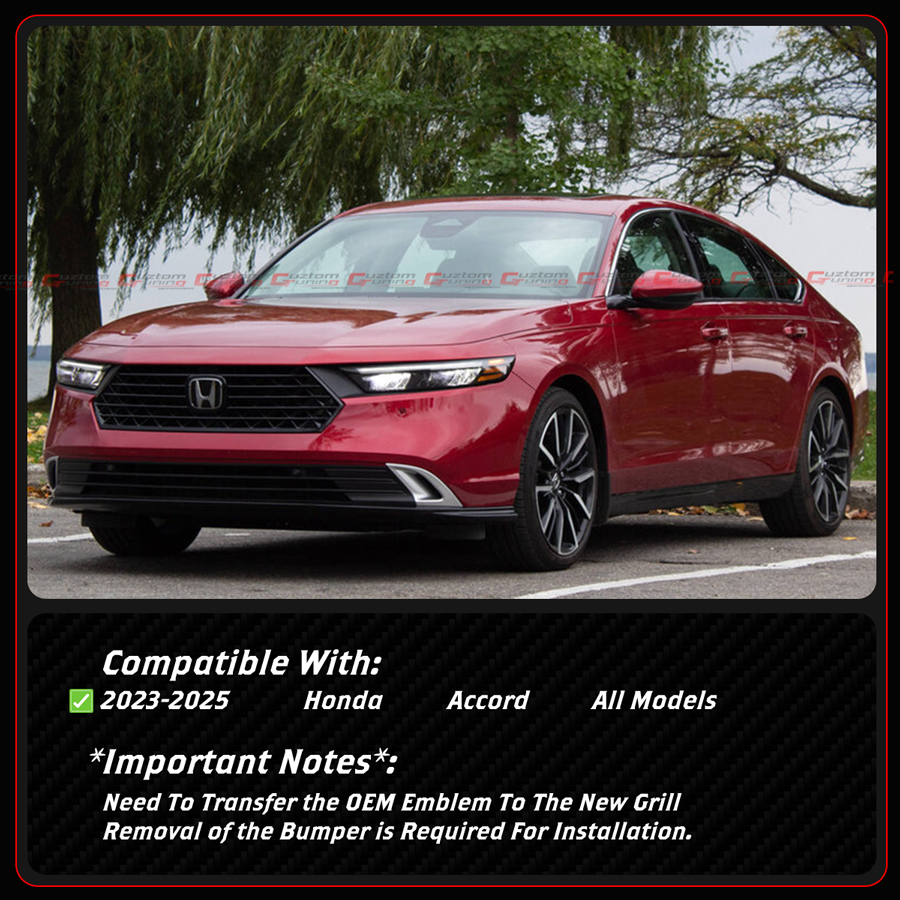 For 23-26 Honda Accord CY1 CY2 Matrix Mesh Style Gloss Black Front