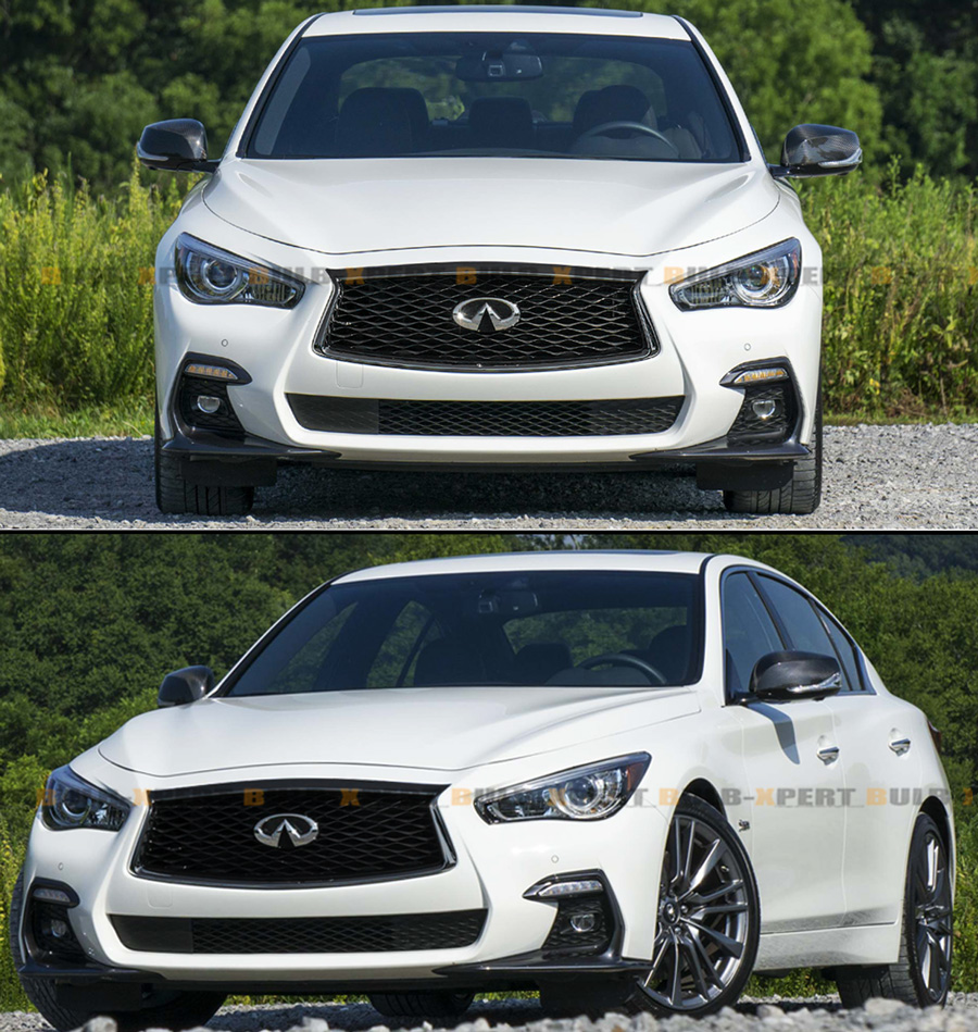 FOR 182021 INFINITI Q50 JDM GLOSSY BLACK FRONT BUMPER UPPER GRILLE