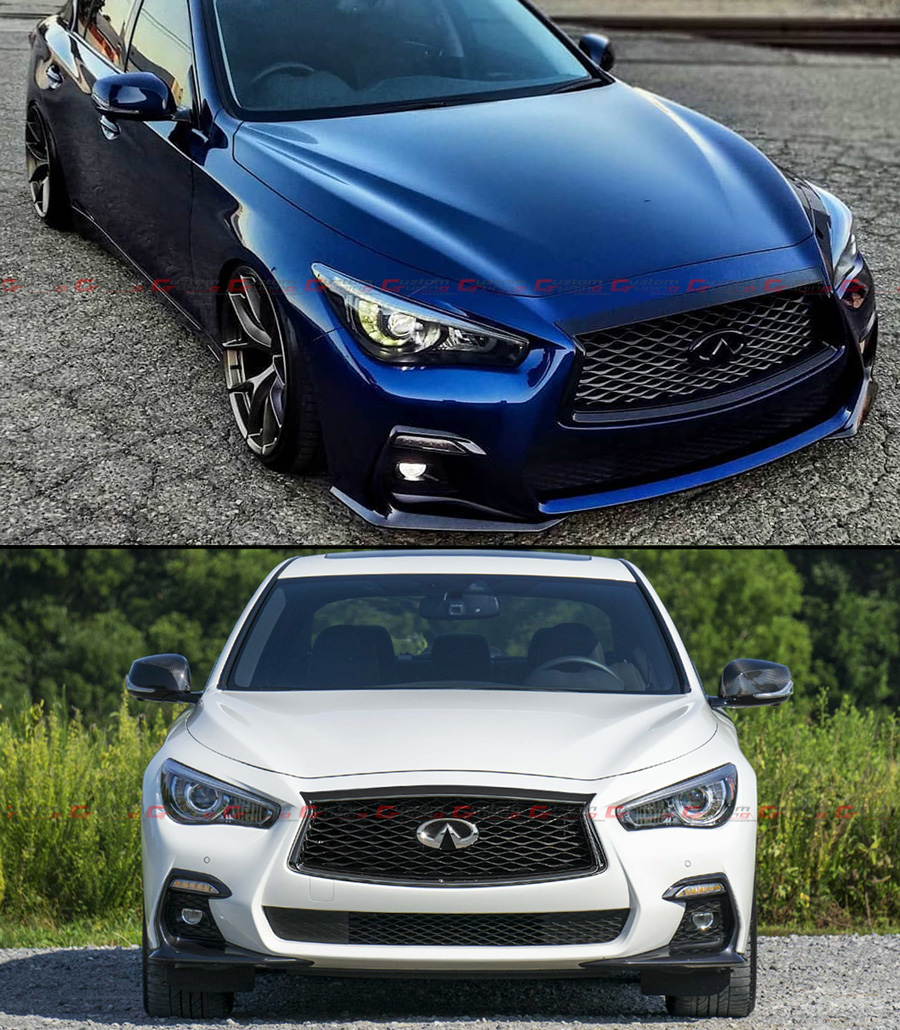 FOR 182021 INFINITI Q50 GLOSSY BLACK OUT FRONT BUMPER UPPER GRILLE