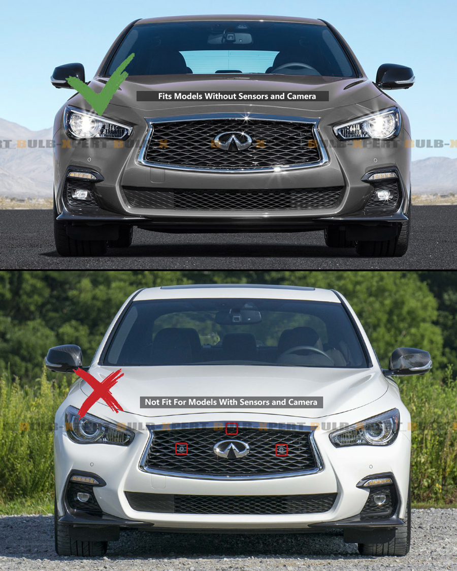 FOR 182021 INFINITI Q50 JDM GLOSSY BLACK FRONT BUMPER UPPER GRILLE