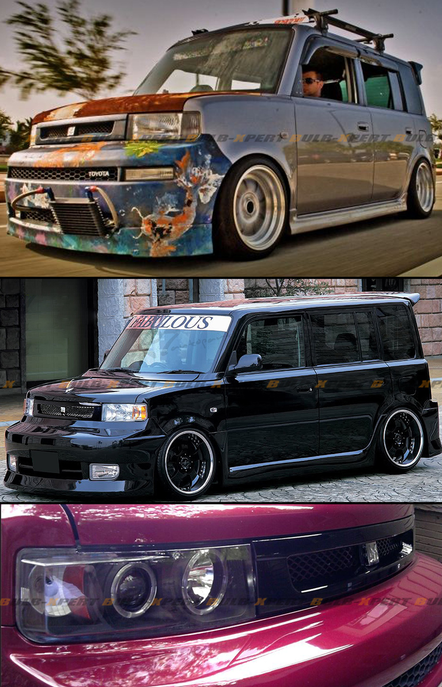 FOR 04-07 SCION XB GLOSSY BLK JDM FRONT HOOD MESH GRILL + CHROME