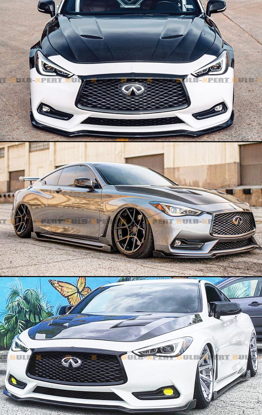 FOR 20172021 INFINITI Q60 CARBON FIBER FRONT GRILL OUTLINE TRIM COVER