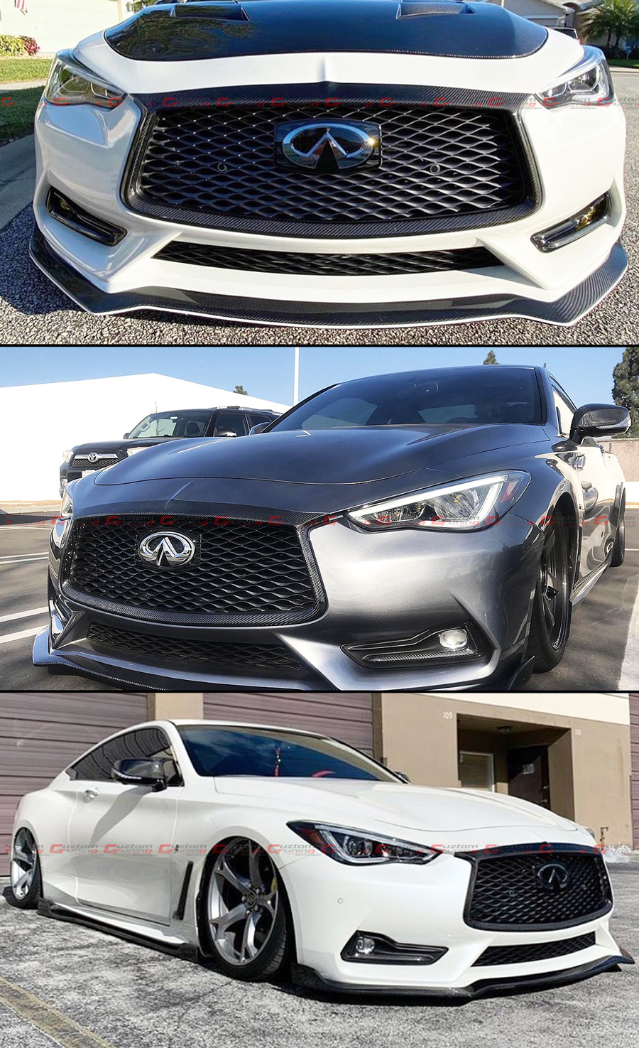 FOR 20172021 INFINITI Q60 CARBON FIBER FRONT GRILL OUTLINE TRIM COVER