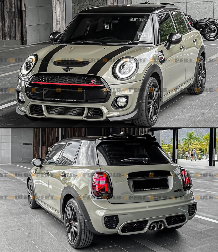 FOR 14-21 MINI COOPER F55 F56 F57 GLOSS BLACK GRILL + HEADLIGHT+