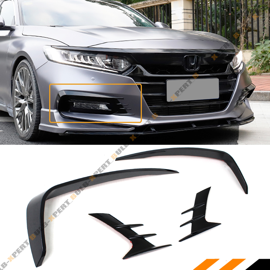 For Honda Accord 2018-19 Carbon Fiber Style Front Bumper Front Lip Cover Kit 4pc
