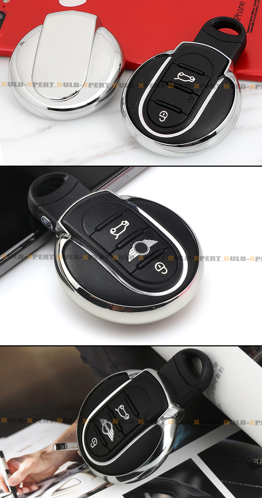 FOR 1518 F55 F56 F57 MINI COOPER CHROME TPU SOFT PROTECTIVE KEY FOB