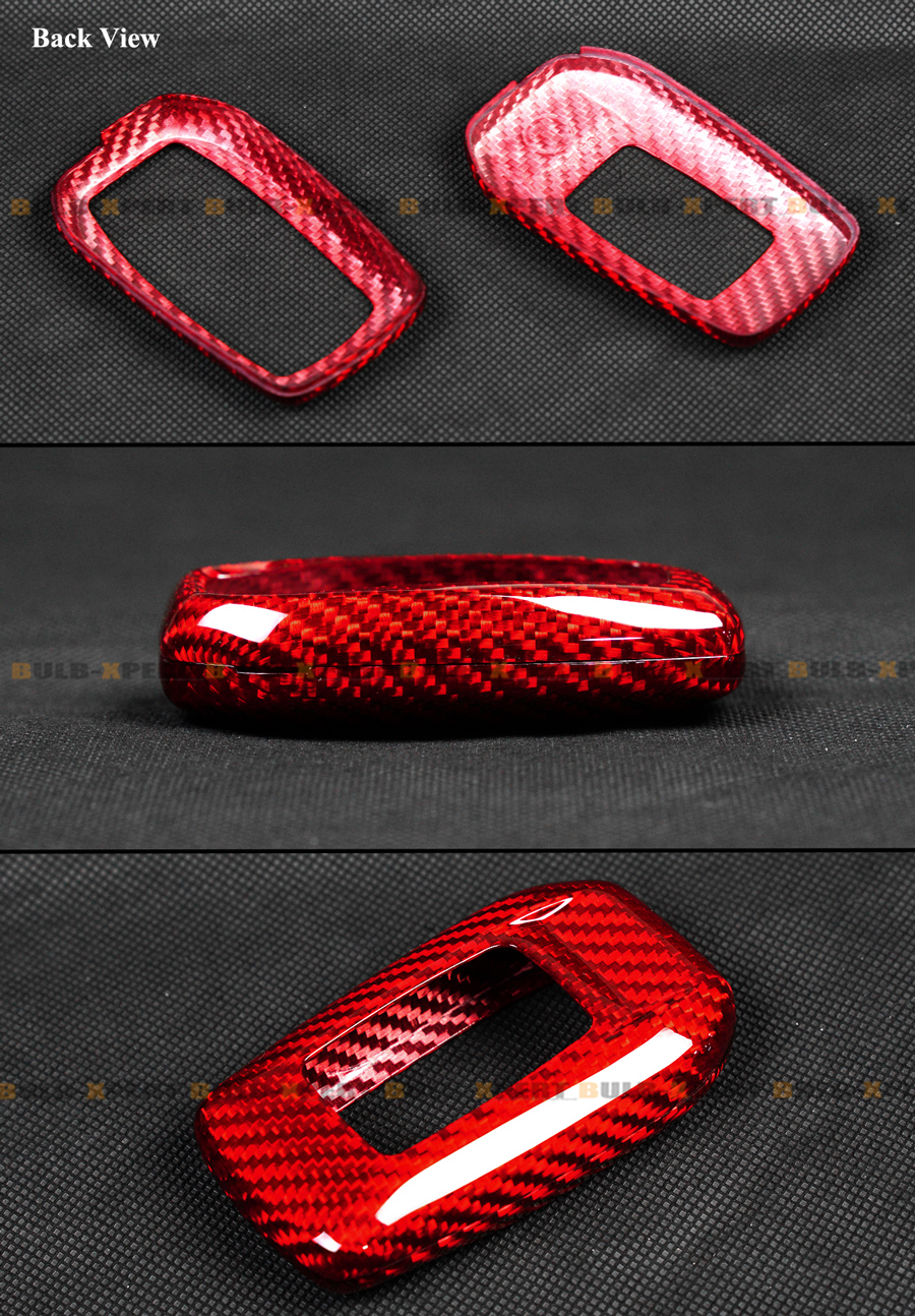 Key Fob Cover Car Key Protector M.JVisun Carbon Fiber For Maserati - Red Protective Case For Ghibli, Levante, Quattroporte (2013-2023) Smart Keyless Entry Cover Key Shell For Quattroporte Ghibli