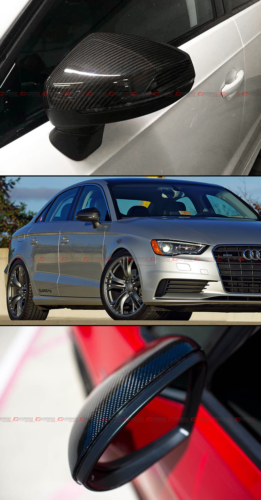 CARBON FIBER REPLACEMENT MIRROR COVERS FOR 1419 AUDI A3