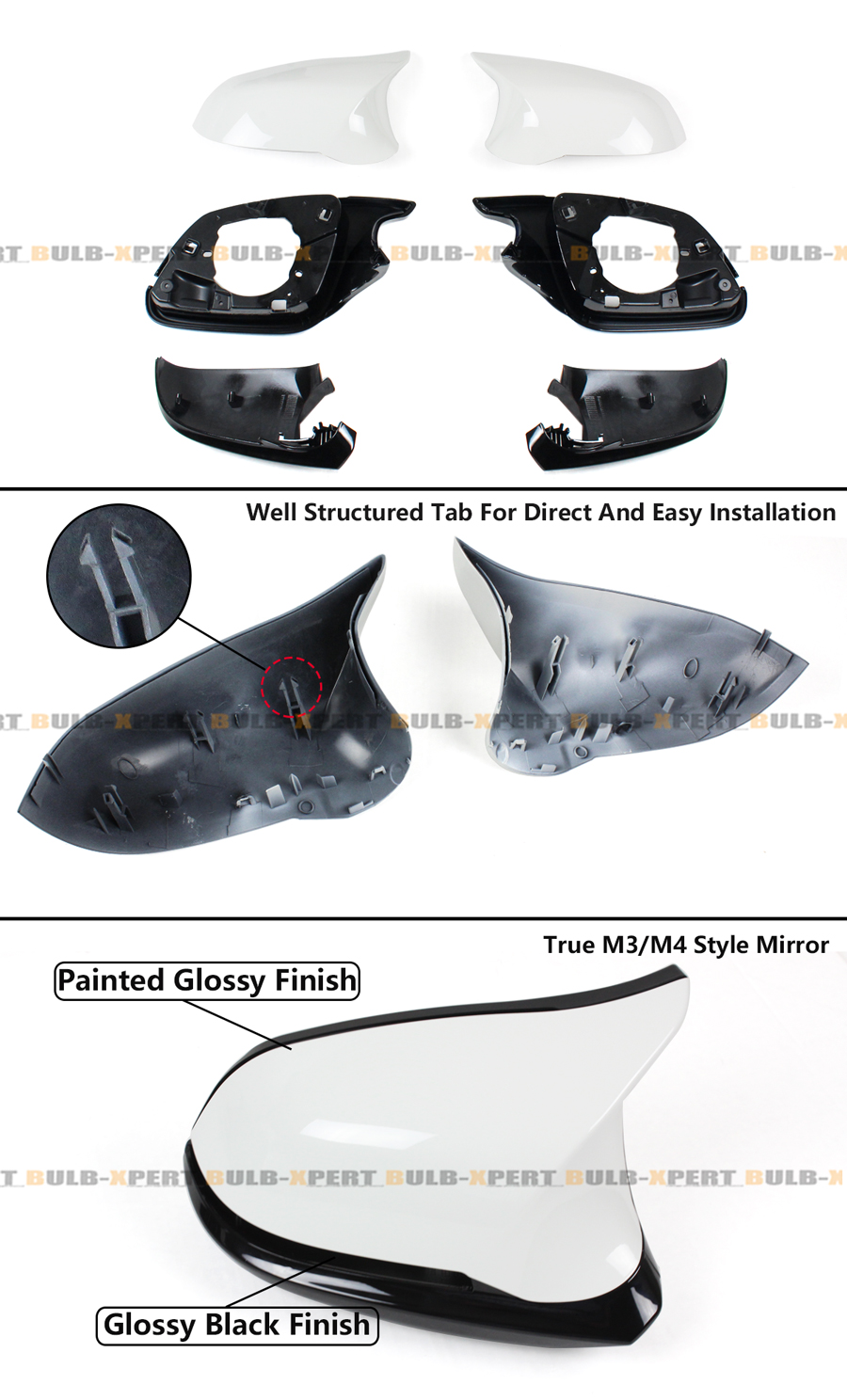 FOR BMW F22 F30 F32 F36 TRUE M4 STYLE FULL WING MIRROR HOUSING ASSEMBLY