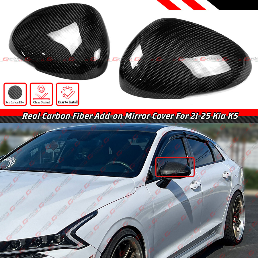 FOR 21-2025 KIA K5 REAL CARBON FIBER ADD ON SIDE VIEW MIRROR COVER