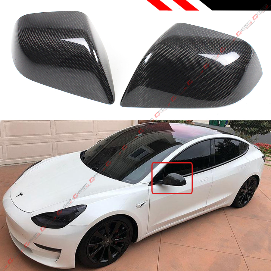 FOR 201719 TESLA MODEL 3 DIRECT ADDON REAL CARBON FIBER SIDE MIRROR