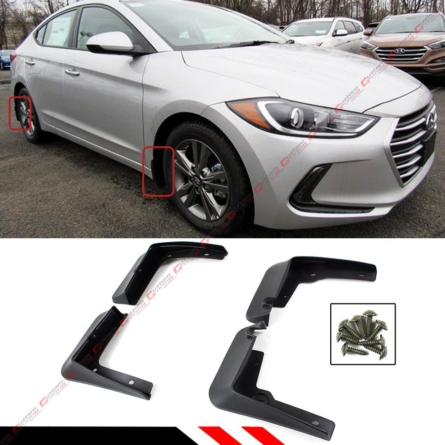 FOR 20172018 HYUNDAI ELANTRA SEDAN 4 PCS FRONT & REAR SPLASH GUARD MUD