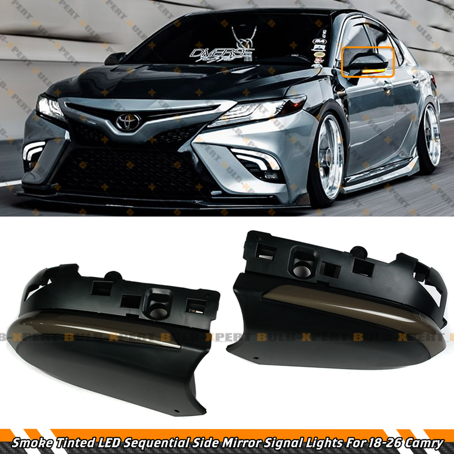 For 18-2026 Toyota Camry Side Mirror Smoke LED Sequential Turn