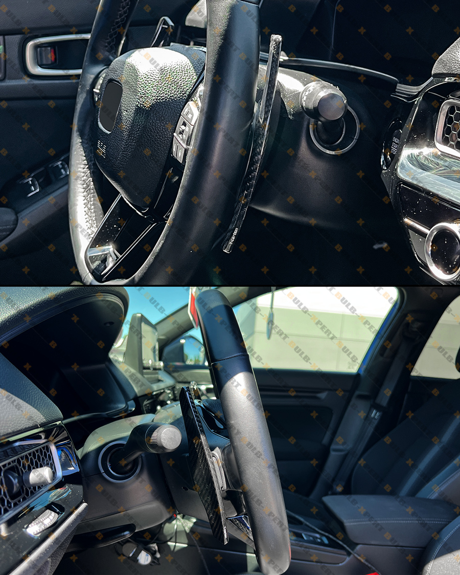Carbon Fiber Steering Wheel Trim Kit + Paddle Shifters For 2022-2025 Honda Civic (11th Gen)