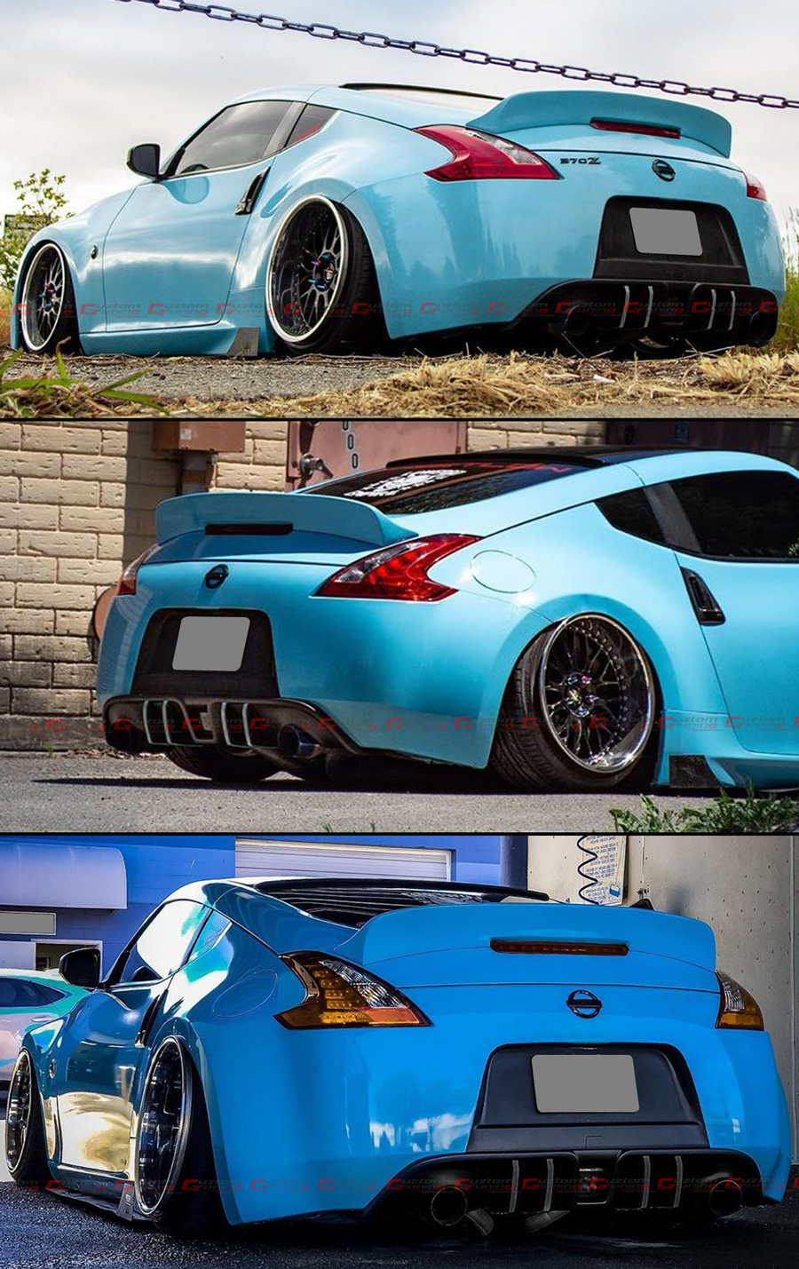 nissan rear spoiler on For 2009 2019 Nissan 370z Z34 Jdm L Style Shark Fin Rear Bumper Diffuser Valance Fratelli Co At