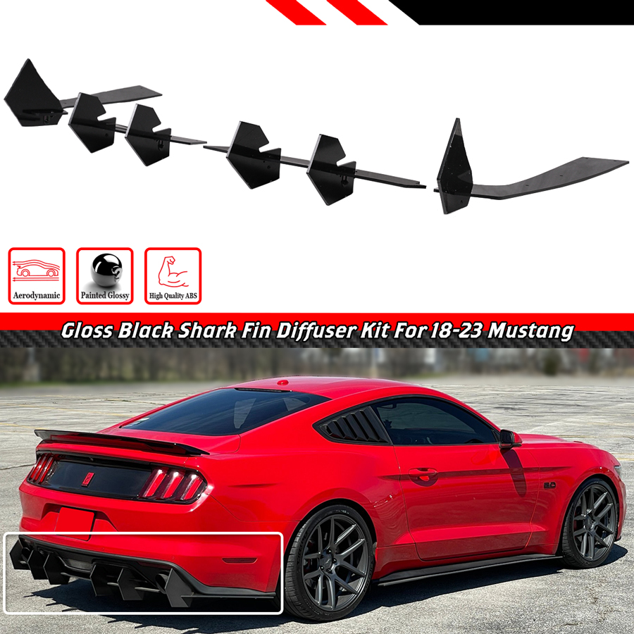 Unbranded GTI Style Rear Bumper Diffuser Valance Aero Foil Kit For Ford Mustang GT 2018-2022