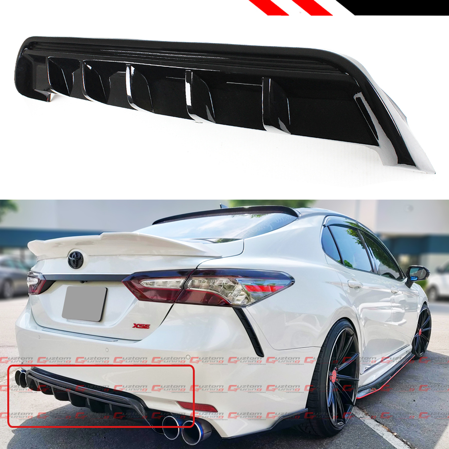For 20182020 Toyota Camry SE XSE GT Shark Fin Glossy Black Rear Bumper