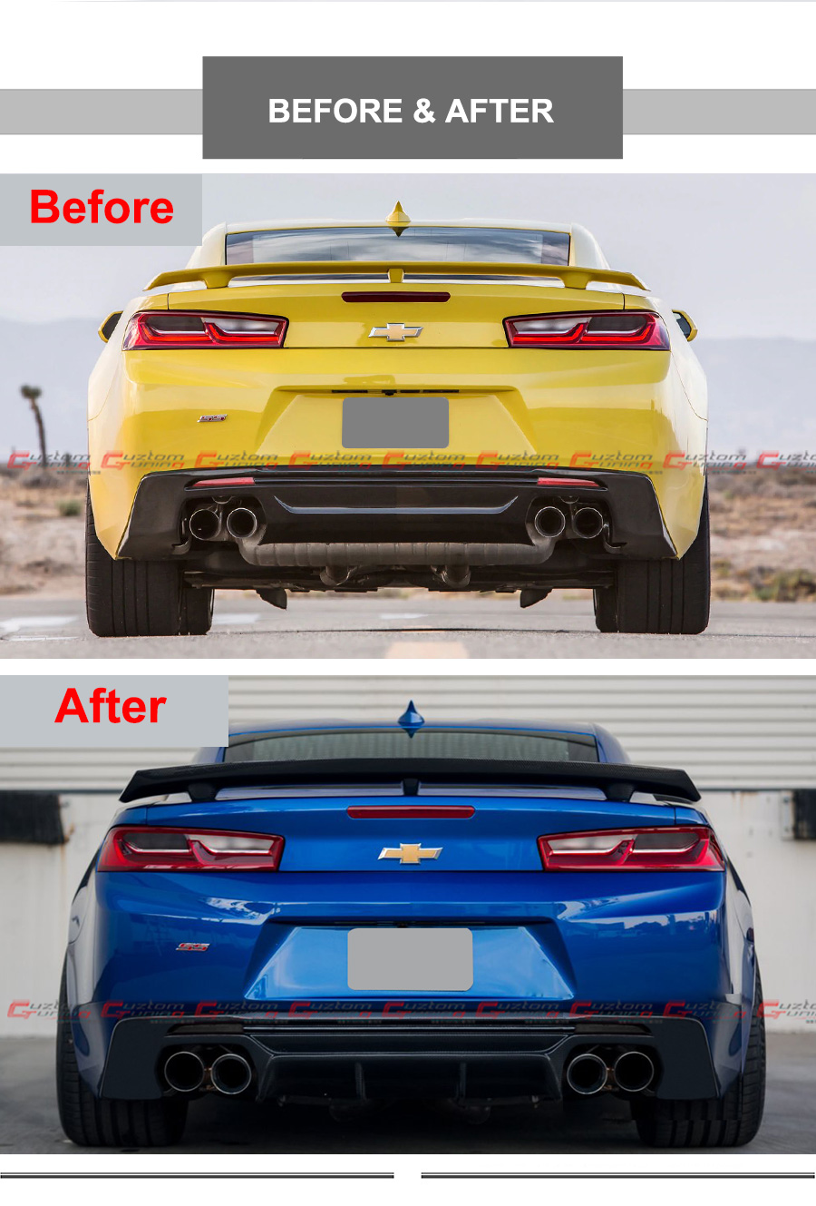 Camaro Evo Style Shark Fin Rear Diffuser; Gloss Black (10-13 Camaro, Excluding ZL1) - Free Shipping