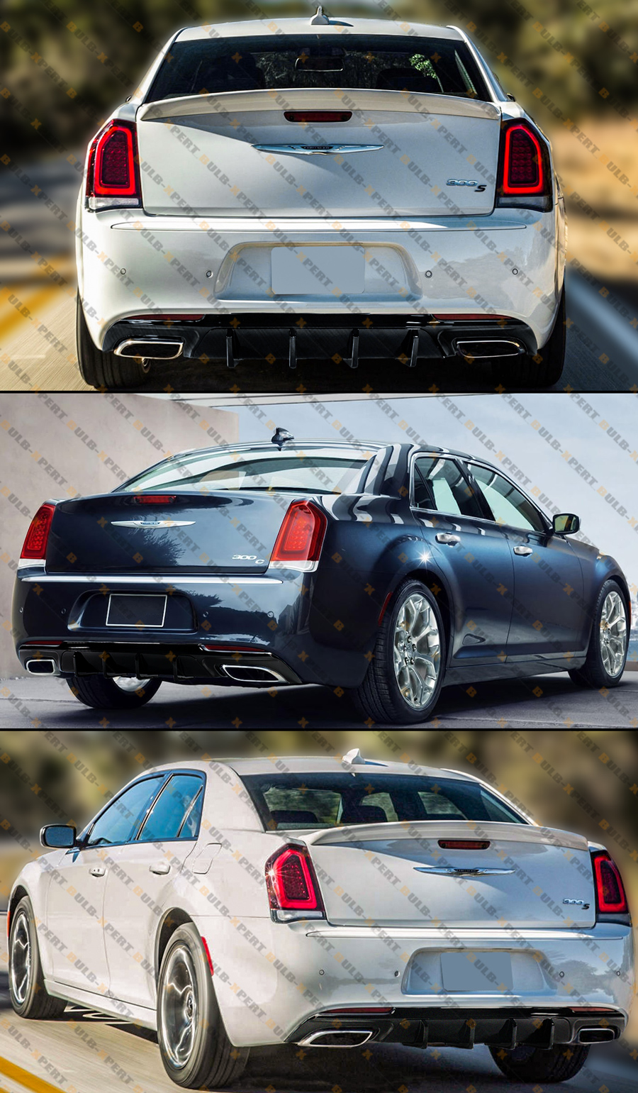 For 2015-2023 Chrysler 300 SRT Matt Black Shark Fin Rear Bumper Diffuser Valance For 2015-2023 Chrysler 300 SRT Matt Black Shark Fin Rear Bumper Diffuser Valance