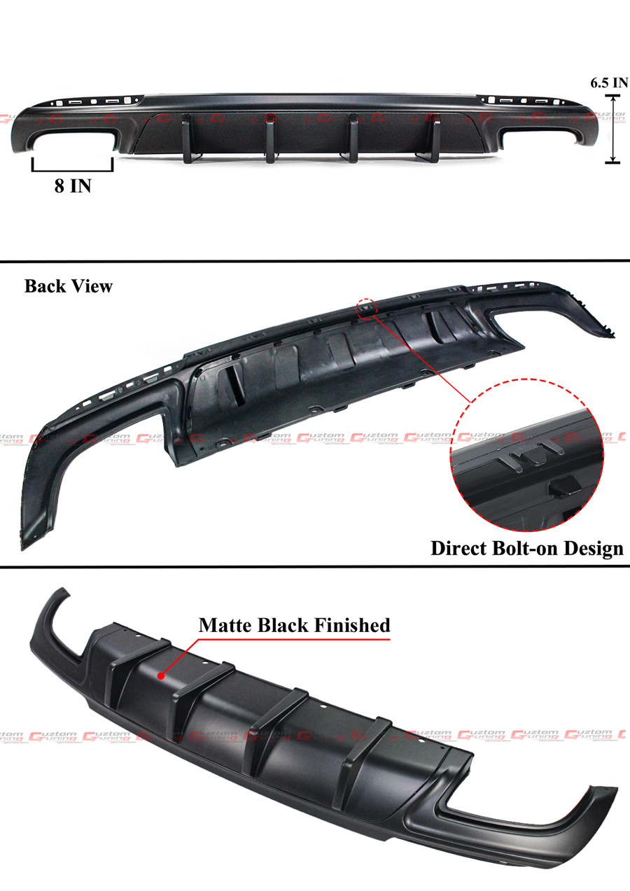 For 2015-2023 Chrysler 300 Matte Black Shark Fin Rectangle Exhaust Rear