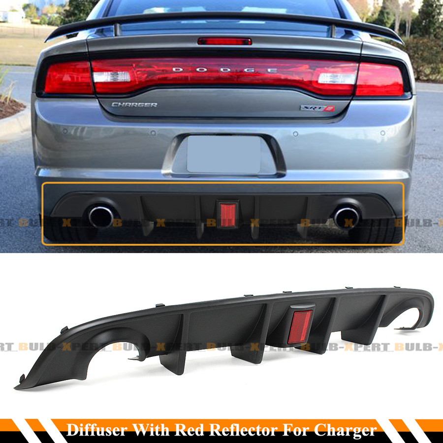 For 201214 Dodge Charger SRT Dual Exhaust Rear Bumper Diffuser W/ Red