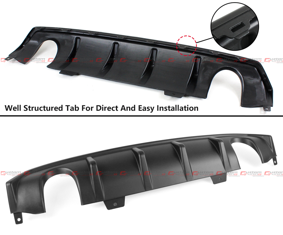 Matte Black Dual Exhaust Rear Bumper Diffuser For 2016-2021 Honda Civic 4dr Sedan
