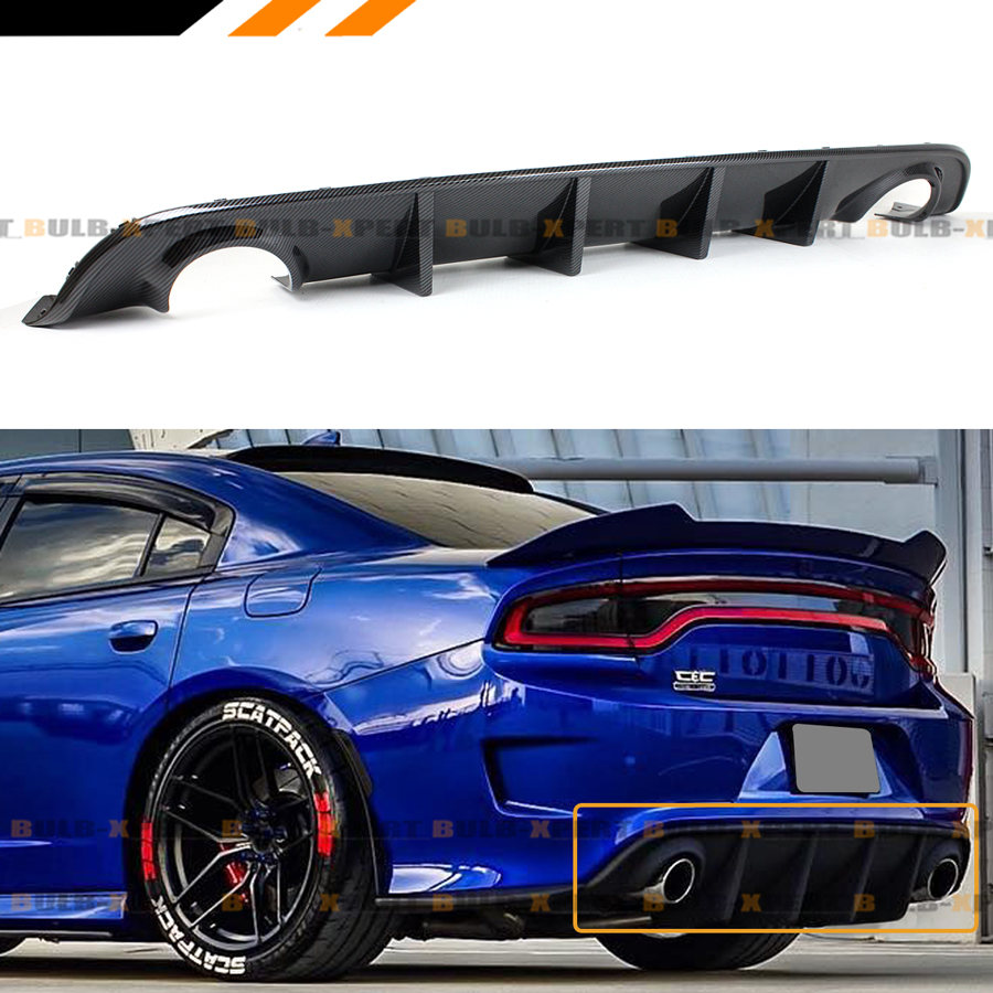 For 1519 Dodge Charger SRT Hellcat Style Carbon Fiber Look Rear Bumper