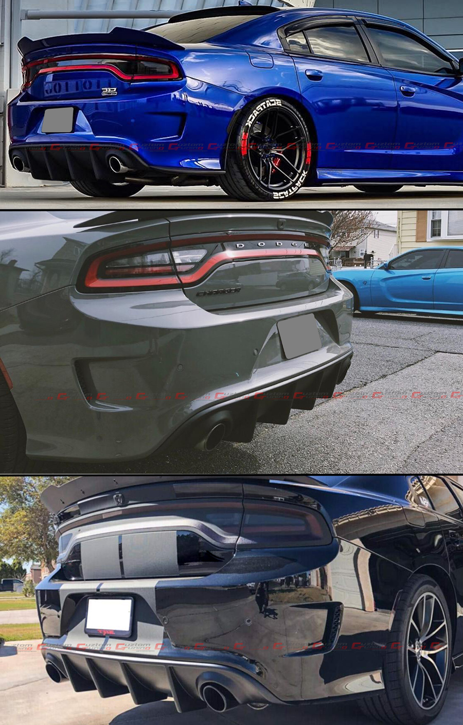 For 20152020 Dodge Charger SRT R/T Scat Pack Matt Black Rear Bumper