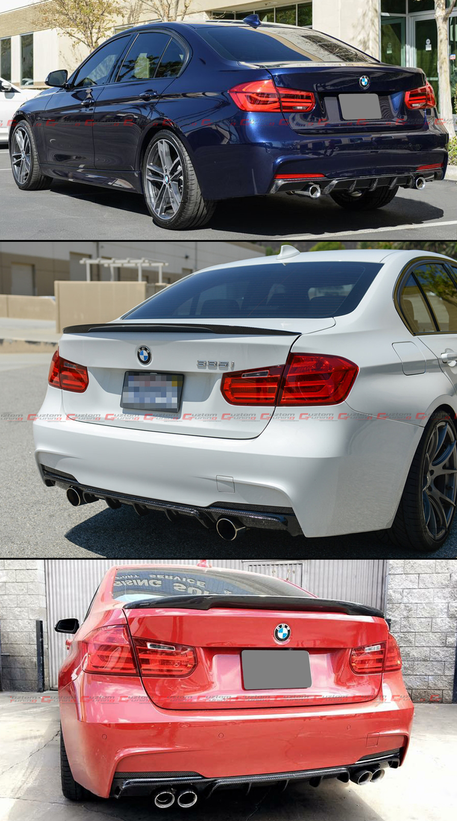FOR 201218 BMW F30 CARBON FIBER MP STYLE DUAL EXHAUST TIPS REAR BUMPER