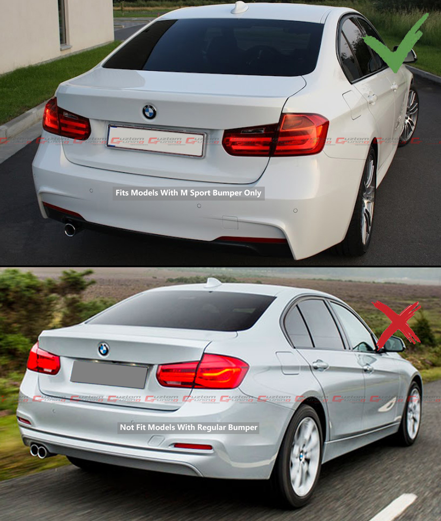 Carbon Fiber MP Style Rear Bumper Diffuser With Dual Exhaust Tips For 2012-2018 BMW F30 | M Sport Look