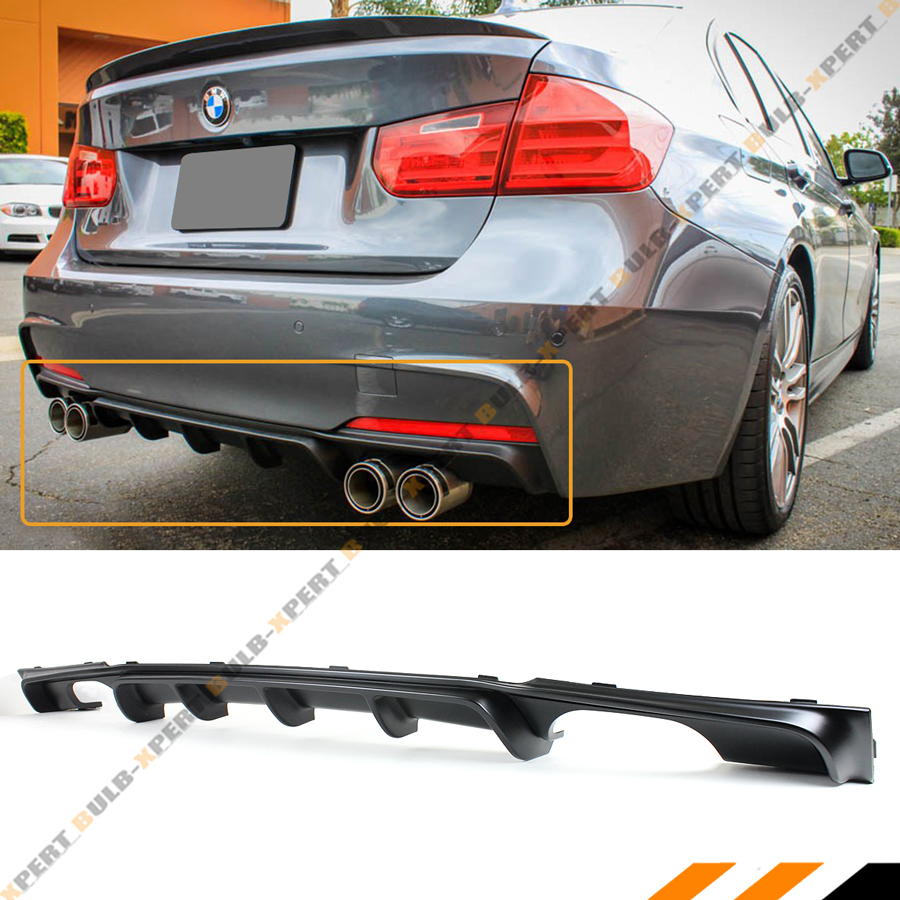 FOR 2012-18 BMW F30 F31 M SPORT MP STYLE QUAD EXHAUST TIP REAR BUMPER DIFFUSER