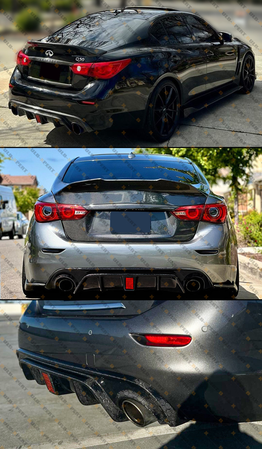 HECASA Rear Diffuser Compatible with 2014-2017 Infiniti Q50 Bumper Lip