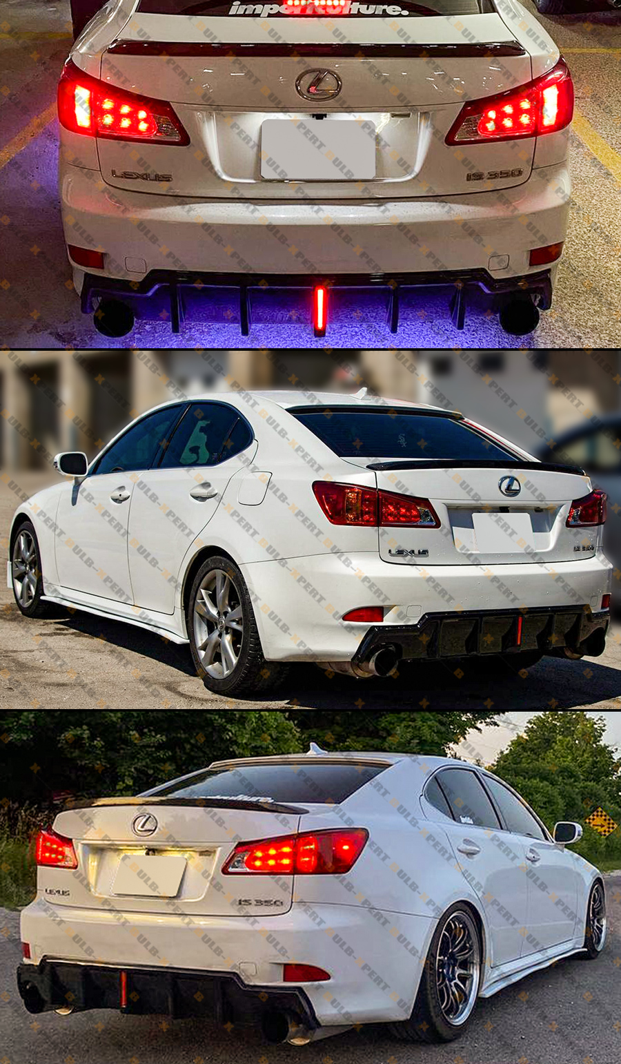 FOR 06-13 LEXUS IS250 IS350 JDM GLOSSY BLACK REAR BUMPER DIFFUSER