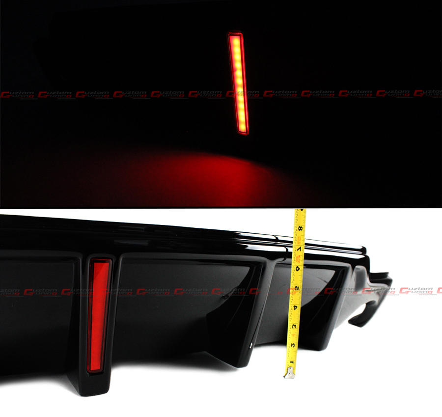 Cuztomtuning Gloss Black LED Rear Bumper Diffuser + V2 Corner Spats – Fits 2006-2013 Lexus IS250/IS350