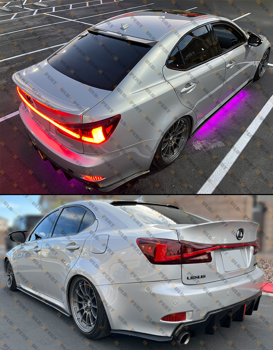 レクサス IS 20系 IS250 IS350 ディフューザー For 06-13 Lexus IS250 IS350 Gloss Blk LED Rear Bumper Diffuser +