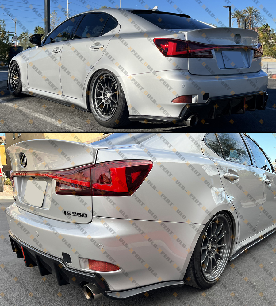 For 06-13 Lexus IS250 IS350 Gloss Blk LED Rear Bumper Diffuser +