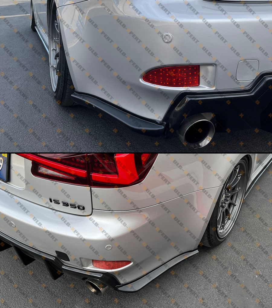 For 06-13 Lexus IS250 IS350 Gloss Blk LED Rear Bumper Diffuser +