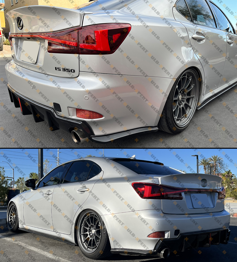 For 06-13 Lexus IS250 IS350 Matt Black LED Rear Bumper Diffuser +