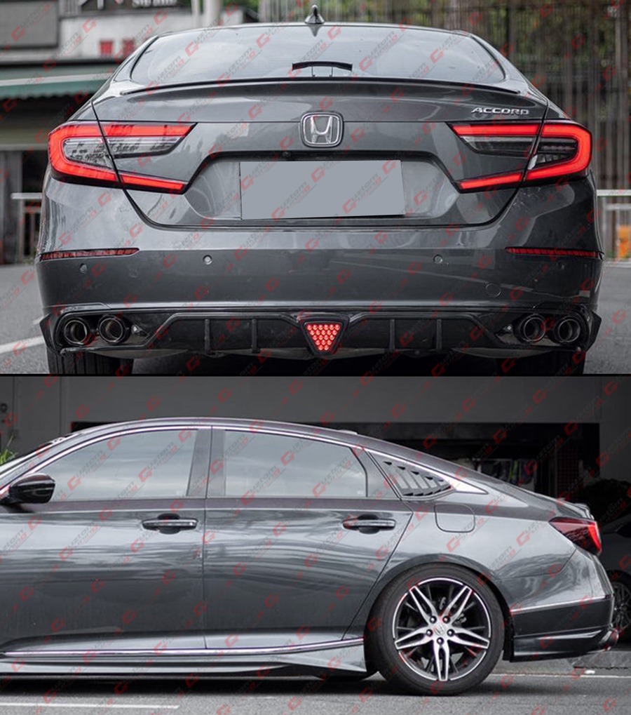 ACR Gloss Black LED Rear Diffuser + Lunar Silver Corner Aprons For 2018-2022 Honda Accord – 3-Piece Kit
