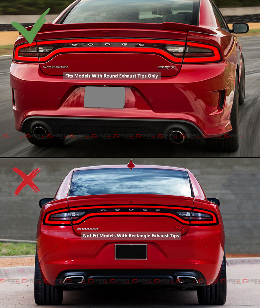 For 201519 Dodge Charger SRT R/T Scat Pack Quad Tip Rear Diffuser Red
