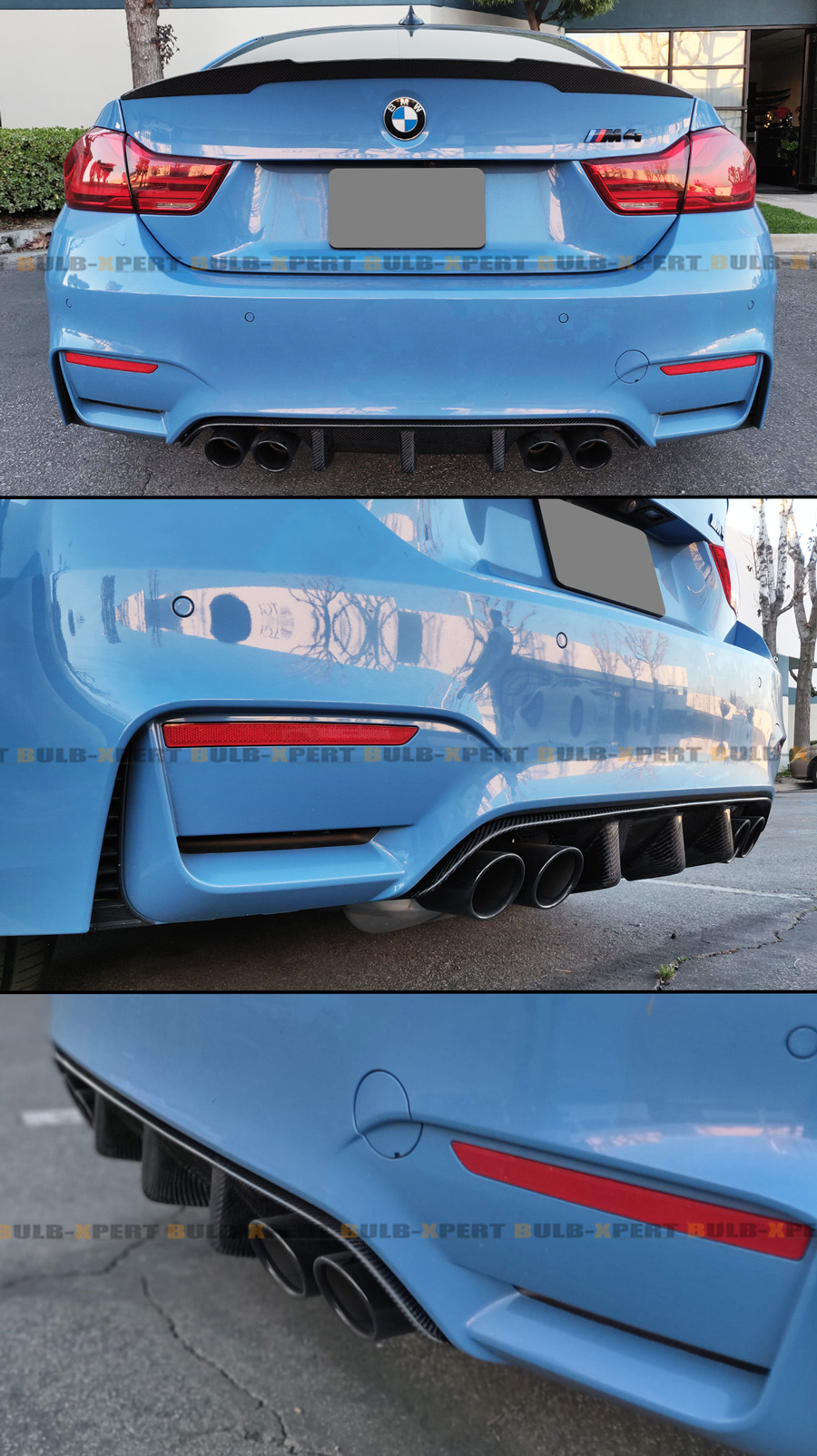 FOR 2015-2019 BMW F80 M3 F82 F83 M4 V2 BIG FIN CARBON FIBER REAR BUMPER ...