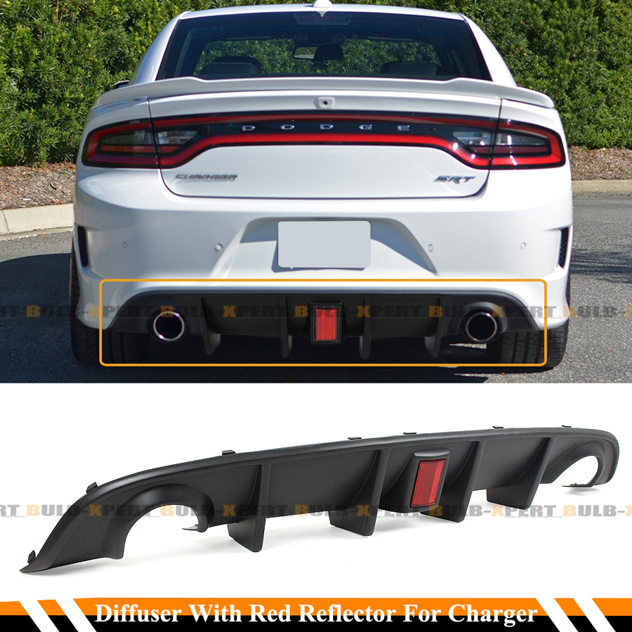 For 1519 Dodge Charger SRT R/T Scat Pack Rear Bumper Diffuser W/ Red