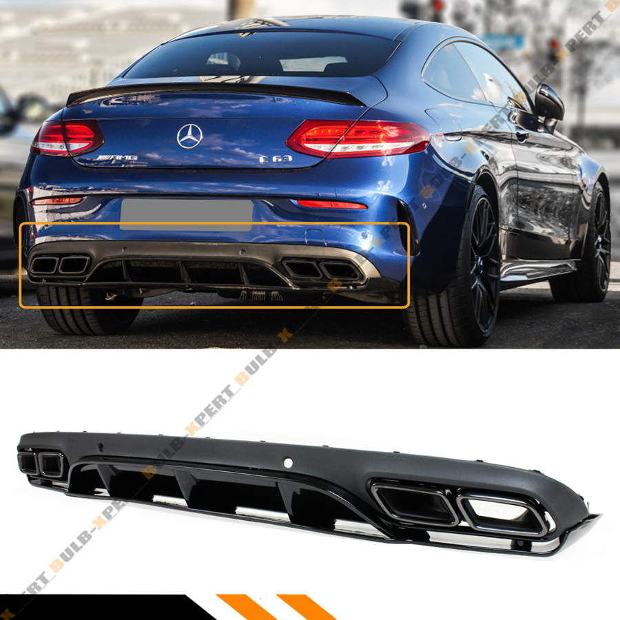 FOR 17-19 W205 2DR COUPE C63 EDITION 1 STYLE BUMPER DIFFUSER+BLACK ...