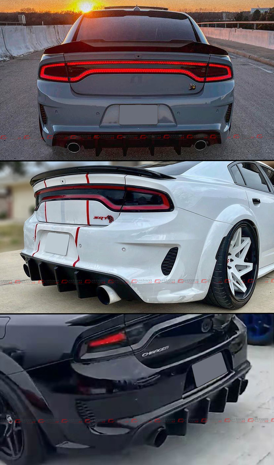 For 2020-2021 Dodge Charger SRT Widebody Shark Fin Rear Bumper Diffuser ...