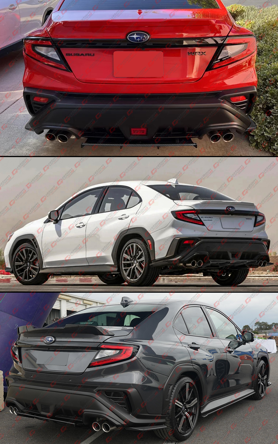 Rear Bumper Diffuser For 2022-Present Subaru WRX - JDM Style ABS Plastic, Matte Black Finish
