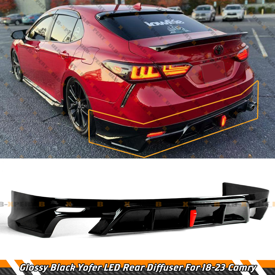 YOFER V1 LED GLOSS BLACK REAR BUMPER DIFFUSER FOR 2018-2024 TOYOTA