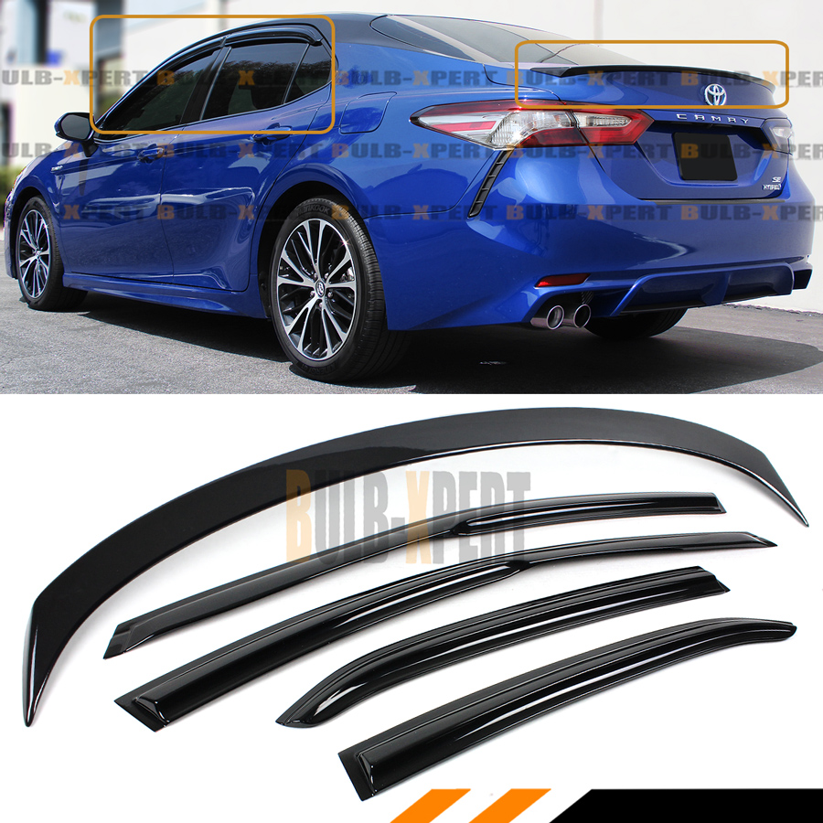 FOR 18-2020 TOYOTA CAMRY GLOSSY BLACK TRUNK LID SPOILER+ WINDOW VISOR ...