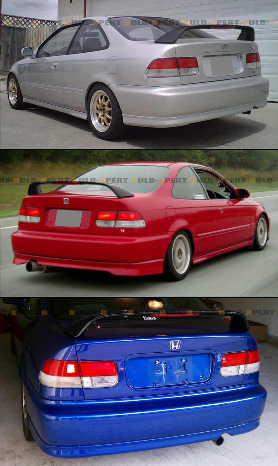 FOR 96-00 HONDA CIVIC 2DR COUPE EM EJ Si GLOSSY BLACK SPOILER WING W
