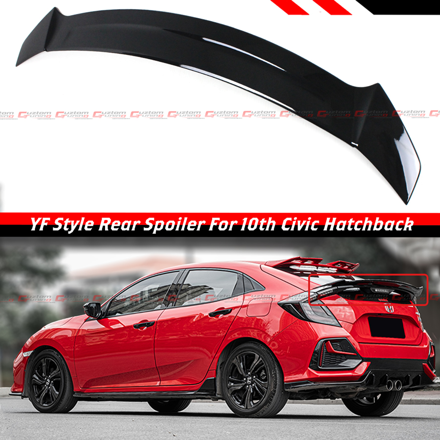 For 17 2021 Honda Civic Fk4 Fk7 Fk8 5dr Hatchback Glossy Black Rear Spoiler Wing Ebay