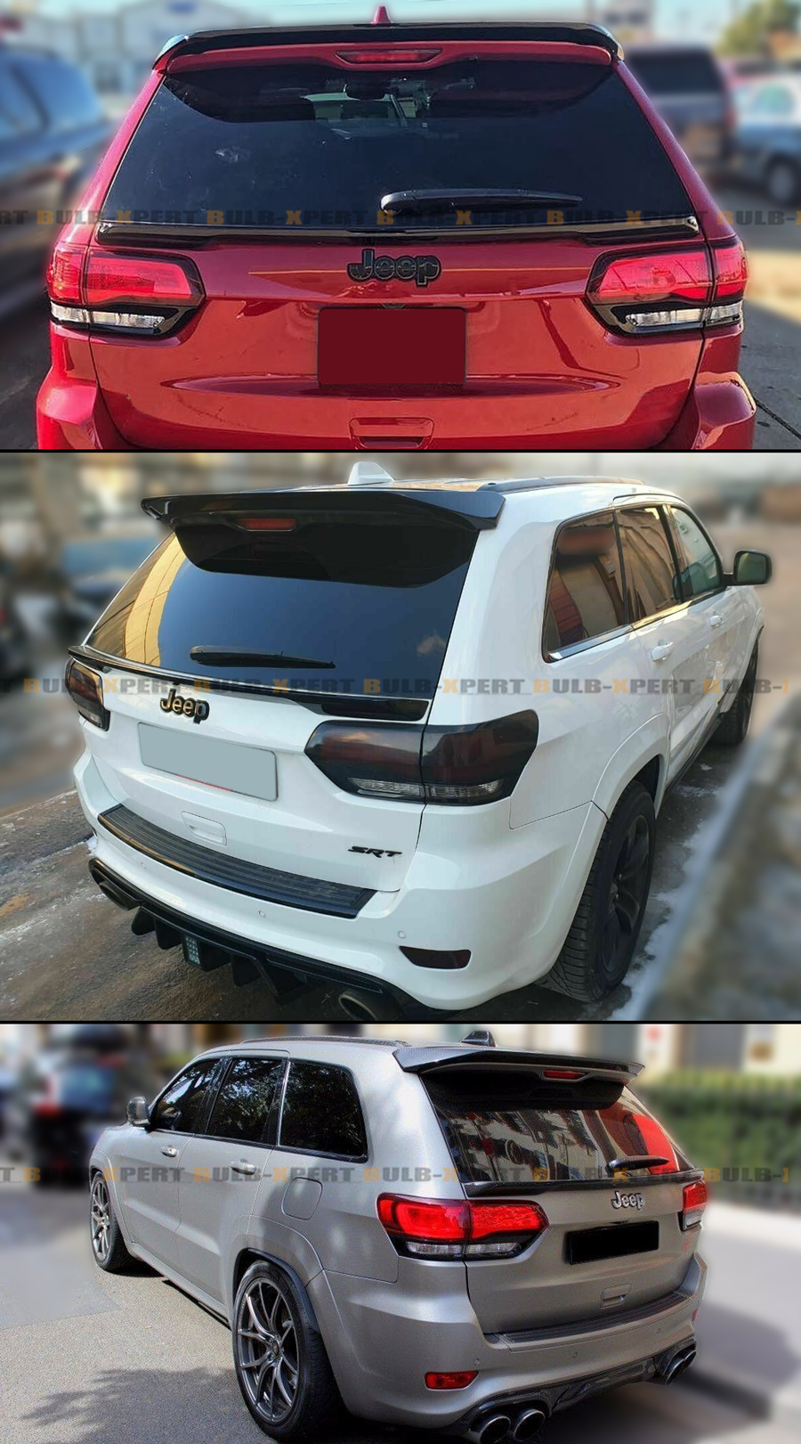 Gloss Black SRT Style Rear Roof Spoiler + Tailgate Mid Wing For Jeep Grand Cherokee 2013-2021 - View #6